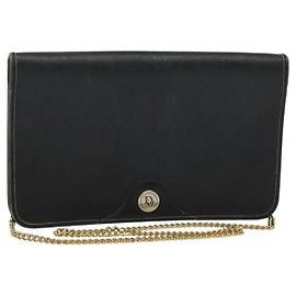 Christian Dior Schultertasche aus Waben-Canvas mit PVC-Kette in Schwarz und Gold Auth gh680