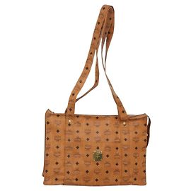 Borsa a Spalla MCM Logogram Vicetos PVC Marrone Oro Auth gh521