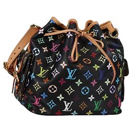 LOUIS VUITTON Borsa Petit Noé Monogram Multicolore Nera M42230 Auth 135262V