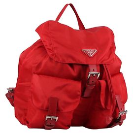 PRADA Rucksack aus rotem Nylon mit Silber authentisch 137676