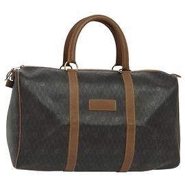 Borsa Boston in tela a nido d'ape PVC nera e oro Auth 135192 Christian Dior