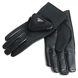 Lederhandschuhe mit Prada-Dreieckslogo