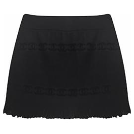 Falda de toalla negra con logo y flecos de Chanel & Karl Lagerfeld