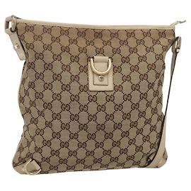 Borsa a Spalla Abbey GG Canvas Gucci Beige Oro 131326 Auth SW1474