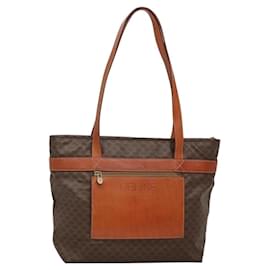 Céline CELINE Macadam Canvas Tote Bag aus PVC-Leder in Braun Gold Auth 137828