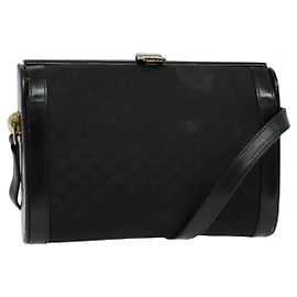 Borsa a spalla in tela Micro GG Gucci in pelle dorata e nera Auth ep10465