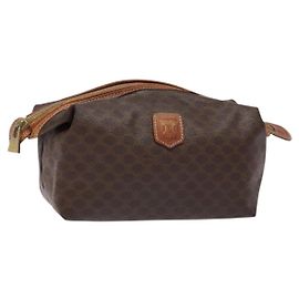 Céline Clutch in tela Macadam CELINE in pelle PVC marrone oro Auth gh607