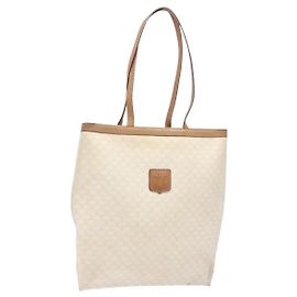 Céline CELINE Macadam Canvas Tote Bag aus PVC-Leder in Weiß und Gold Auth 135197