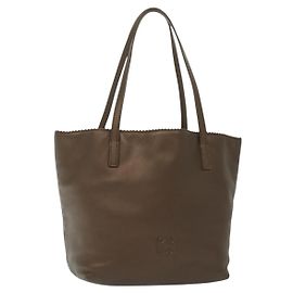 Borsa a mano LOEWE in pelle marrone argento autentica 135204