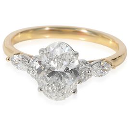 Autre Marque Ovaler 1,70 Karat Diamant-Verlobungsring aus 18k Gold/Platin GIA G SI2 1/3 Ctw Seiten