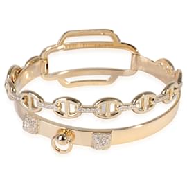 Hermès Double Tour Collier De Chien Diamond Bracelet in 18k Yellow Gold 0.79 Ctw
