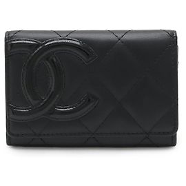 Chanel Cambon Line Card Case Black Leather