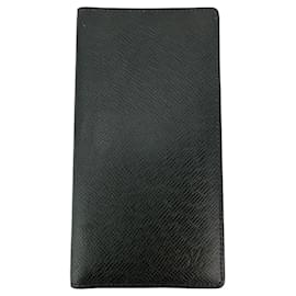 LOUIS VUITTON Taiga Brazza Long Bifold Dark Blue Leather Wallet