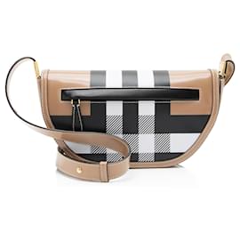 Borsa a Spalla Olympia Small in Pelle di Vitello Liscia a Quadri Burberry