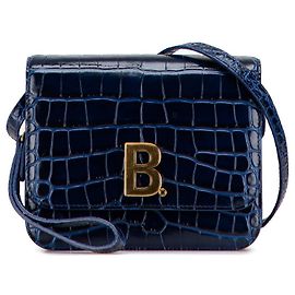 Borsa a spalla in pelle con stampa coccodrillo e logo B di Balenciaga