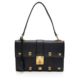 Bolsa de mão média Cat Lock em couro de bezerro Gucci