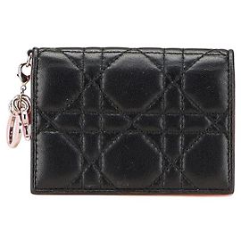Christian Dior Tarjetero de cuero Cannage Lady Dior