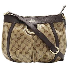Gucci Borsa a spalla in tela GG rivestita marrone