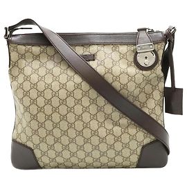 Gucci Borsa a spalla in tela e pelle GG Supreme marrone