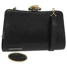 Borsa a Spalla in Pelle Nera e Oro GUCCI 005 406 0284 Auth 135176