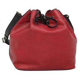 LOUIS VUITTON Borsa a Spalla Petit Noé Epi Bicolore Nero Rosso M44017 LV Auth gh506