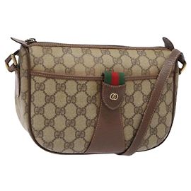 Sac à bandoulière Gucci GG Supreme Web Sherry Line PVC Beige 001 754 6177 Auth 135056