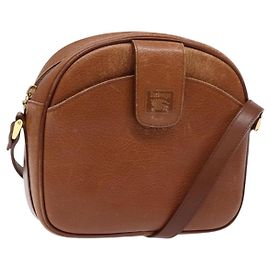 Autre Marque Borsa a Spalla Burberrys in Pelle Marrone Oro Auth gh556