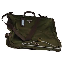 PRADA Garment Cover Nylon Khaki Silver Auth bs28697