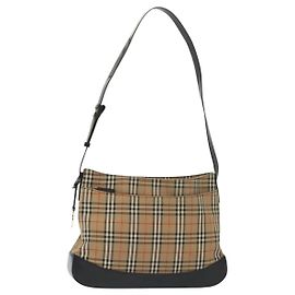Autre Marque Borsa a Spalla Burberrys Nova Check in Tela e Pelle Beige Oro Auth gh639