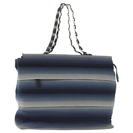 Borsa Tote Vala Vala in Tela Blu Argento Salvatore Ferragamo Auth bs28721