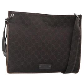 Borsa a Spalla GG Canvas GUCCI Marrone Scuro 90656 Auth ep10594