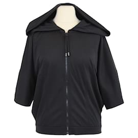 Hermes Schwarzer Baumwoll-Zip-Up Hoodie mit kurzen Ärmeln - Hermès