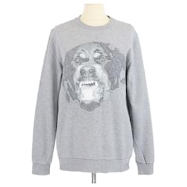 Grau Baumwoll-Sweatshirt mit Rottweiler-Druck im kubanischen Schnitt von Givenchy