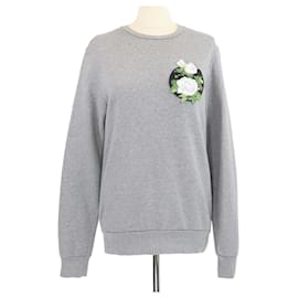 Christian Dior Baumwoll-Sweatshirt mit grauem Rosen-Patch von Dior Homme