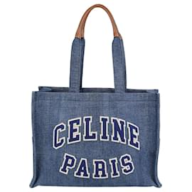 Borsa Tote Thais Grande in Denim Blu Celine - Céline