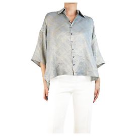 Autre Marque Camicia lurex effetto schizzi di vernice blu e oro - taglia UK 10