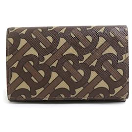 Cartera plegable Burberry en lona recubierta marrón