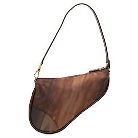 Pochette Saddle Mini Stampata in Nylon Marrone Dior