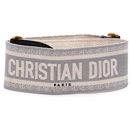 Tracolla in tela ricamata grigia con logo Dior