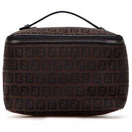 Borsa da trucco in tela Zucca marrone Fendi