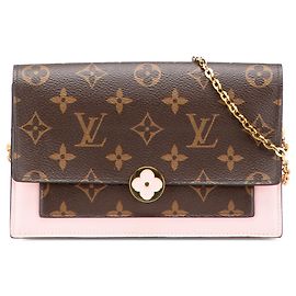 Louis Vuitton Braune Monogram Flore Geldbörse mit Kette