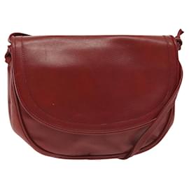 Autre Marque BOTTEGA VENETA Schultertasche Leder Rot Gold Auth 141290