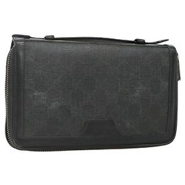 GUCCI GG Supreme Custodia da Viaggio PVC Nera 409206 Auth 139365