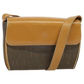 Borsa a Spalla GUCCI in Tela Pelle Marrone Oro Auth ep10464