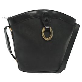 Borsa a Spalla in Tela Trotter Christian Dior Nero Oro Auth ep10350