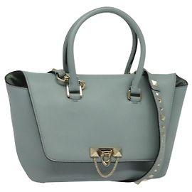 VALENTINO Borsa a mano in pelle 2 in 1 Azzurro Chiaro Oro Auth BA5471