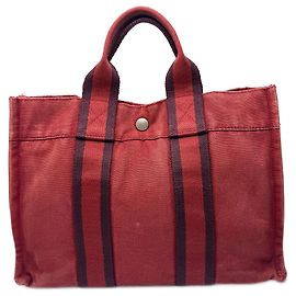 Hermès Vintage Hermes mini Canvas Tote Bag red Black