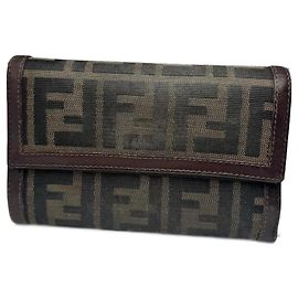 Portafoglio in pelle vintage Fendi FF Monogram marrone