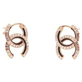 Orecchini pendenti Chanel Oro Champagne e Strass