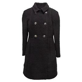 Cappotto lungo in lana bouclè nera doppiopetto Chanel 17A Space Station FR 38